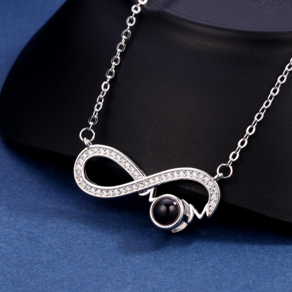 Custom Photo Projection Necklace I Love You Mom Heart Infinity Pendant Necklace - Image 3