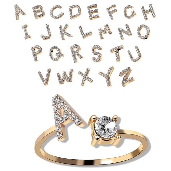 Adjustable Initial Ring - Letters A-Z - Image 2