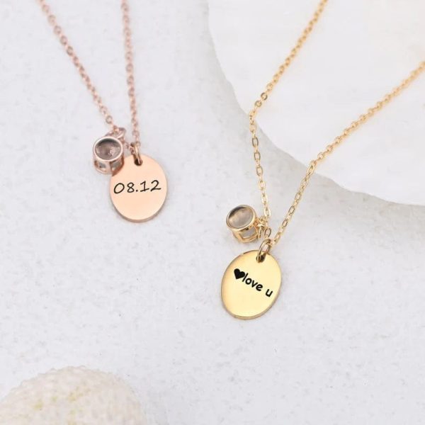 Custom Birth Flower Hidden Photo Necklace - Image 2