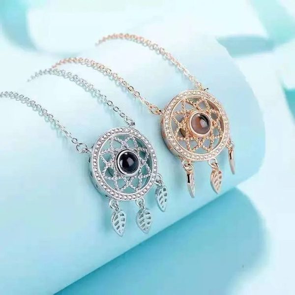 Custom Dream Catcher Zircon Hidden Photo Necklace - Image 2