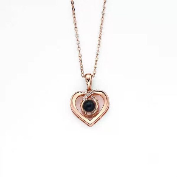 Custom Heart Cubic Zirconia Hidden Photo Necklace - Image 4