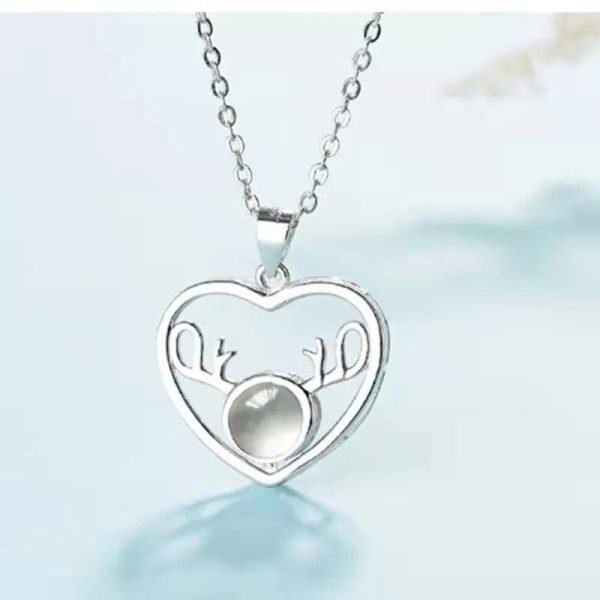 Custom Heart Deer Zircon Gem Hidden Photo Necklace - Image 4