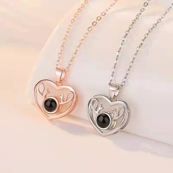 Custom Heart Deer Zircon Gem Hidden Photo Necklace - Image 2