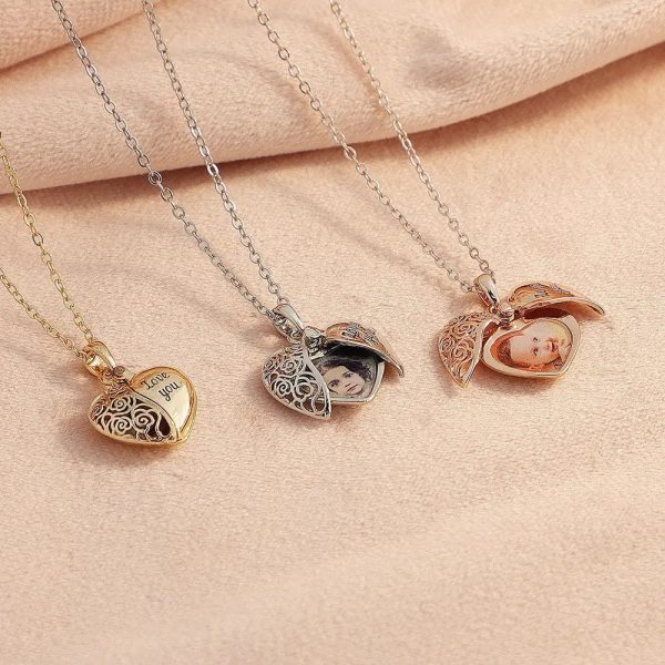 Custom Heart Hollow Hidden Photo Necklace - Image 5