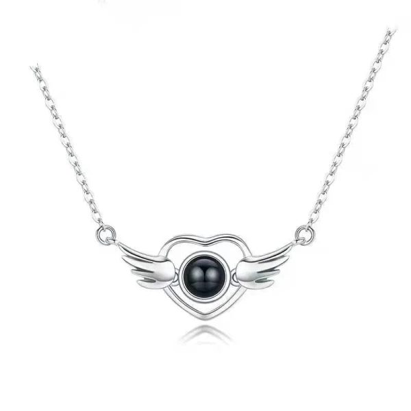 Custom Heart Wing Zircon Gem Hidden Photo Necklace - Image 3