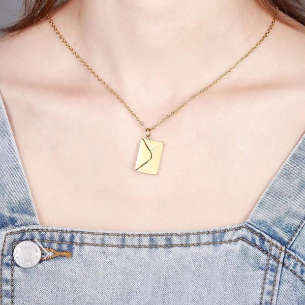 Custom Hidden Love Letter Envelope Pendant Necklace - Image 5