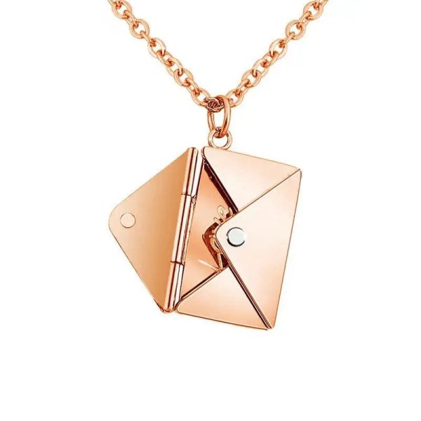 Custom Hidden Love Letter Envelope Pendant Necklace - Image 3
