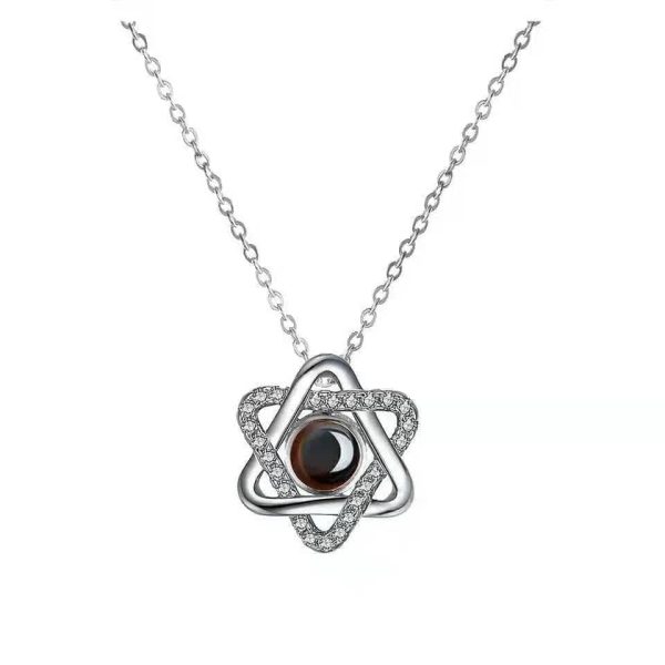 Custom Hidden Photo Hexagonal Zircon Gem Necklace - Image 2
