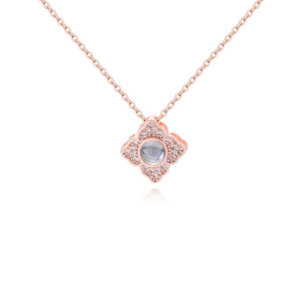 Custom Hidden Photo Projection 4 Petal Flower Necklace - Image 2