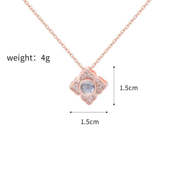 Custom Hidden Photo Projection 4 Petal Flower Necklace - Image 4