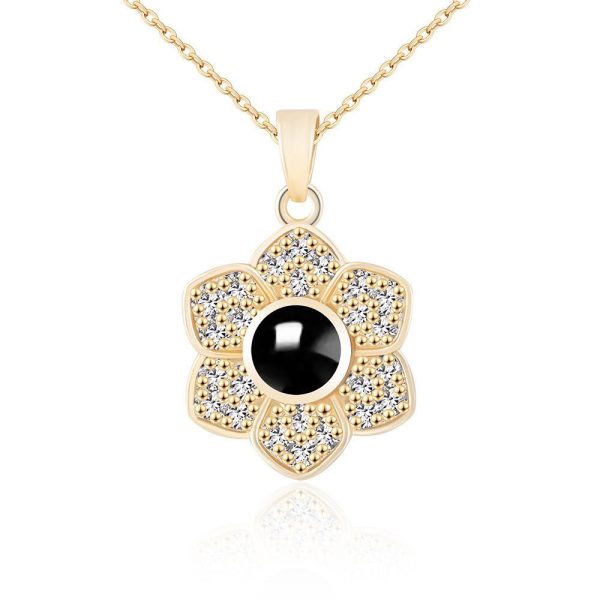 Custom Hidden Photo Projection 6 Petal flower Necklace - Image 2