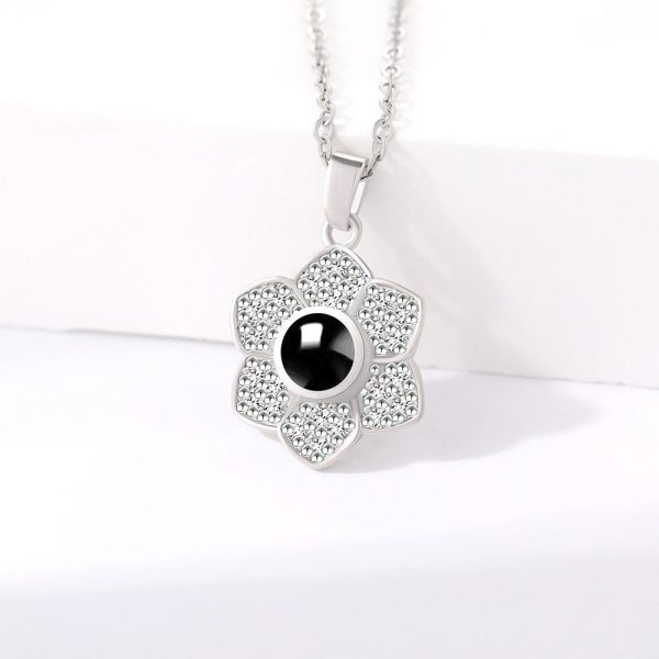 Custom Hidden Photo Projection 6 Petal flower Necklace - Image 3