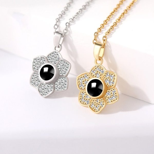 Custom Hidden Photo Projection 6 Petal flower Necklace - Image 5