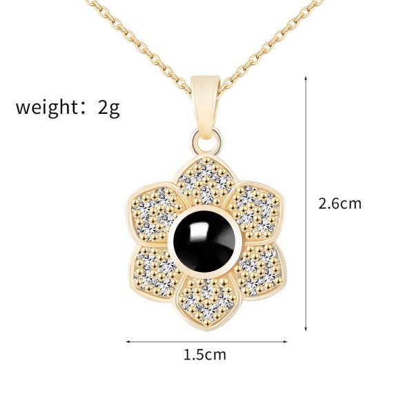 Custom Hidden Photo Projection 6 Petal flower Necklace - Image 6