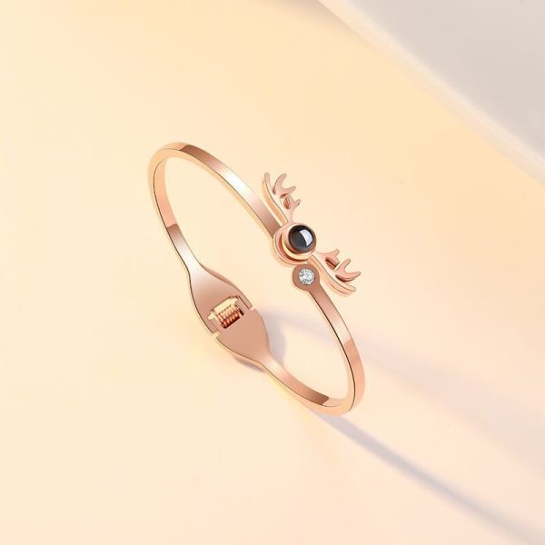 Custom Hidden Photo Projection Adjustable Antler Shape Bracelet - Image 3