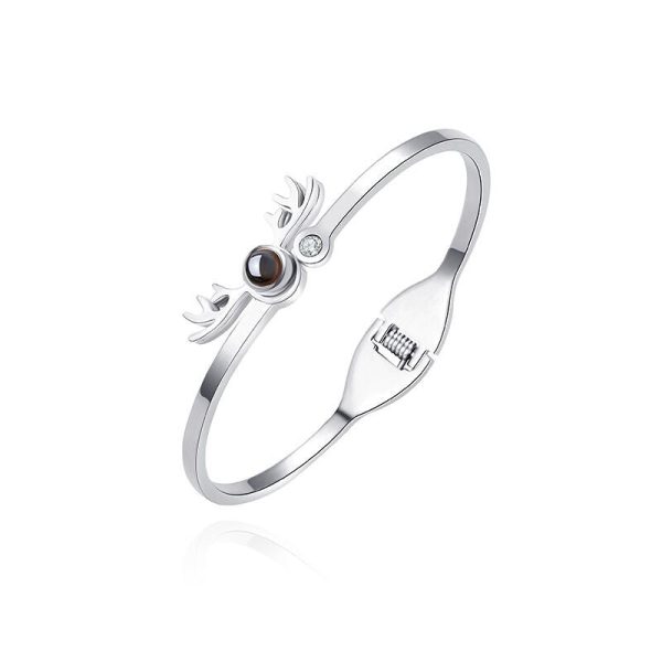 Custom Hidden Photo Projection Adjustable Antler Shape Bracelet - Image 2
