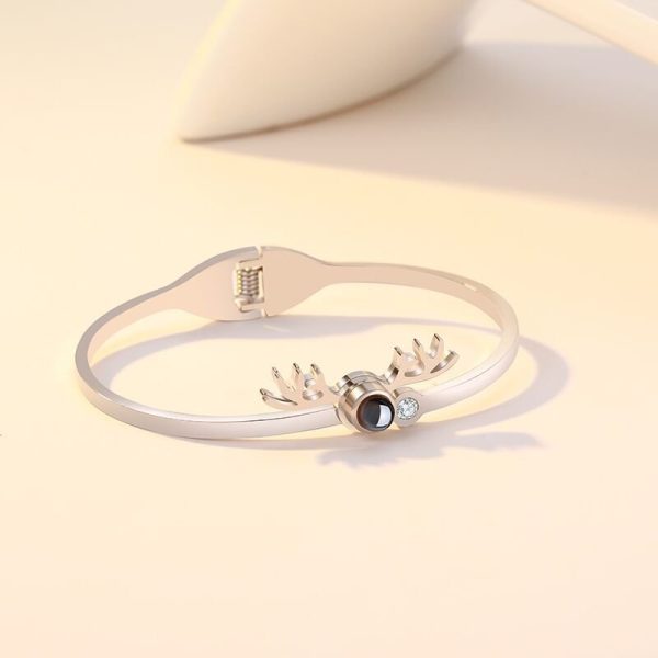 Custom Hidden Photo Projection Adjustable Antler Shape Bracelet - Image 5