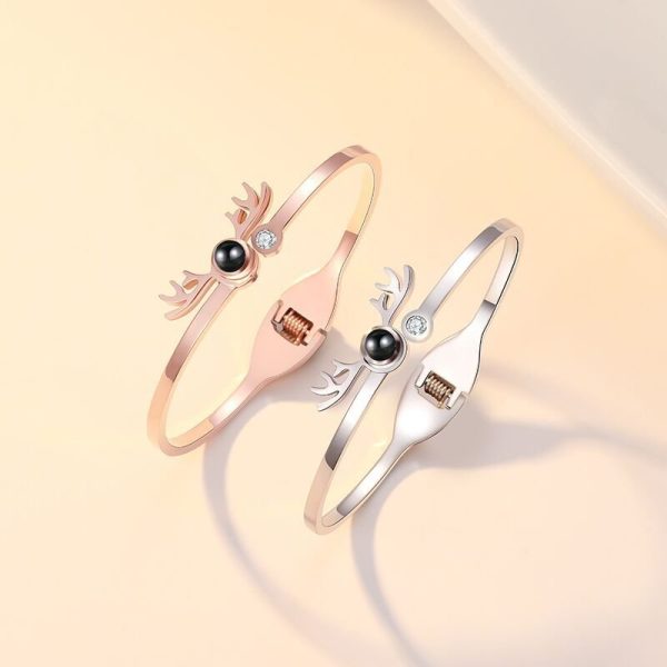 Custom Hidden Photo Projection Adjustable Antler Shape Bracelet - Image 4