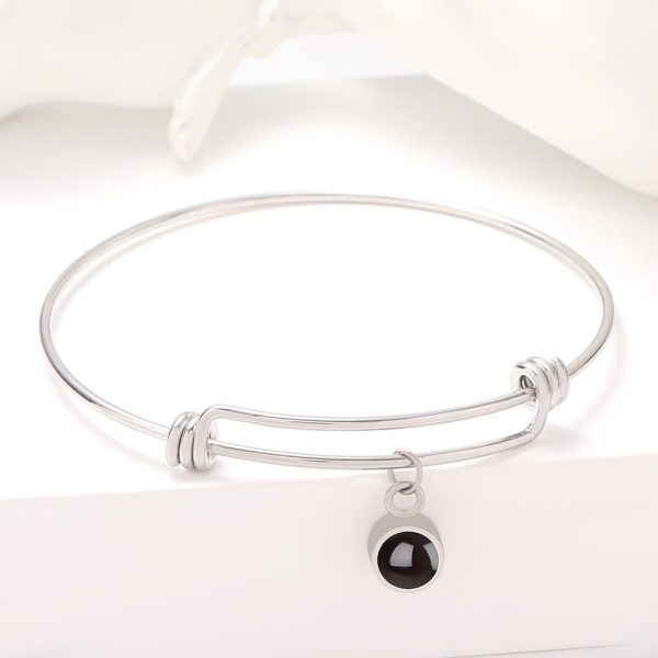 Custom Hidden Photo Projection Adjustable Bangle Round Zircon Bracelet - Image 6