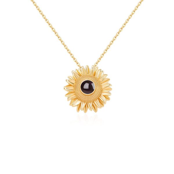 Custom Hidden Photo Projection Bloom Sunflower Necklace - Image 4