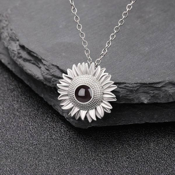 Custom Hidden Photo Projection Bloom Sunflower Necklace - Image 3