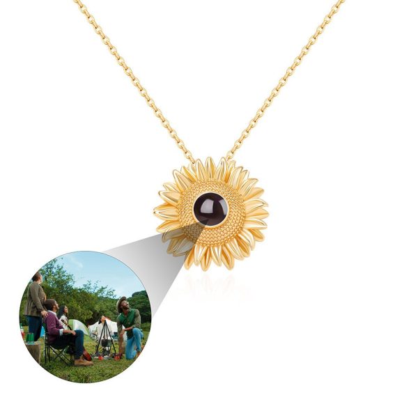 Custom Hidden Photo Projection Bloom Sunflower Necklace - Image 6