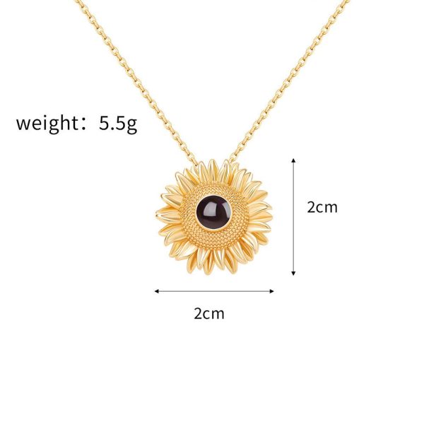 Custom Hidden Photo Projection Bloom Sunflower Necklace - Image 7