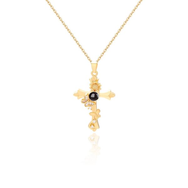 Custom Hidden Photo Projection Butterfly Cross Necklace - Image 3