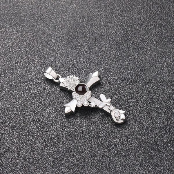 Custom Hidden Photo Projection Butterfly Cross Necklace - Image 8