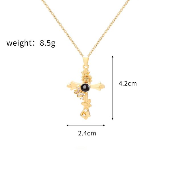 Custom Hidden Photo Projection Butterfly Cross Necklace - Image 5
