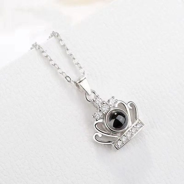 Custom Hidden Photo Projection Crown Jewel Necklace - Image 2