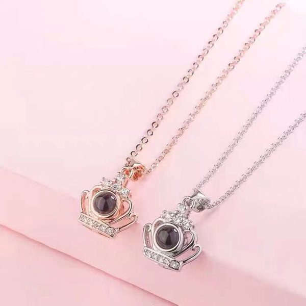Custom Hidden Photo Projection Crown Jewel Necklace - Image 4