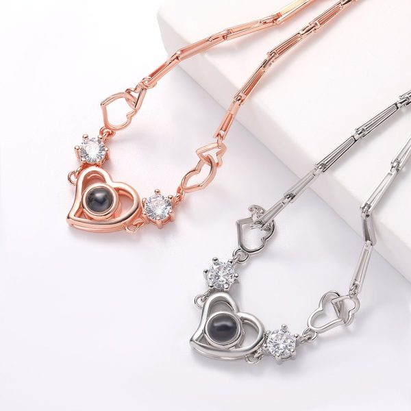 Custom Hidden Photo Projection Diamond Heart Necklace - Image 5