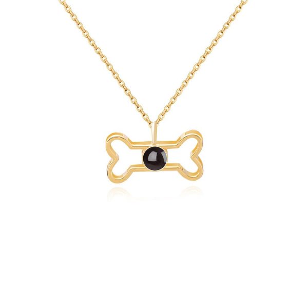 Custom Hidden Photo Projection Dog Bone Necklace - Image 2