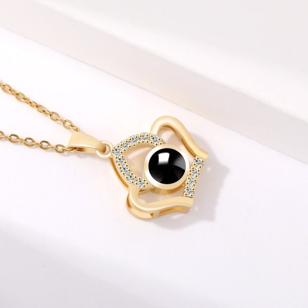 Custom Hidden Photo Projection Embellished Imperial Crown Necklace - Image 2