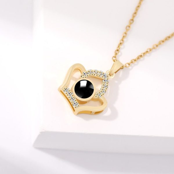 Custom Hidden Photo Projection Embellished Imperial Crown Necklace - Image 5