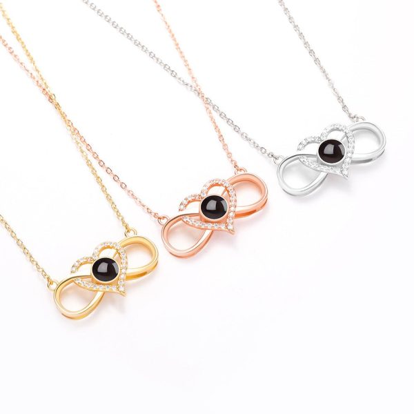 Custom Hidden Photo Projection Infinity Heart Necklace - Image 5