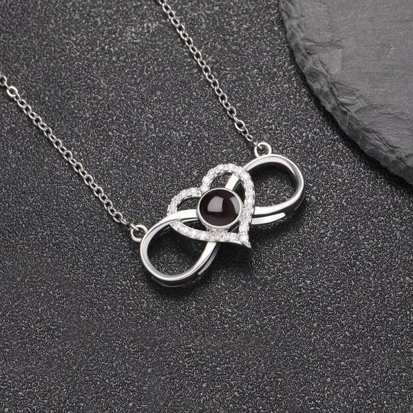 Custom Hidden Photo Projection Infinity Heart Necklace - Image 6