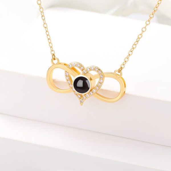 Custom Hidden Photo Projection Infinity Heart Necklace - Image 2