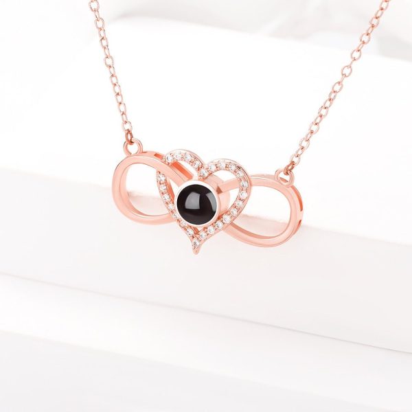 Custom Hidden Photo Projection Infinity Heart Necklace - Image 4