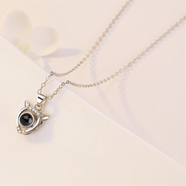 Custom Hidden Photo Projection Mini Fawn Diamond Necklace - Image 2