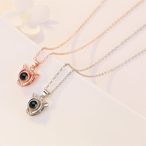 Custom Hidden Photo Projection Mini Fawn Diamond Necklace - Image 6