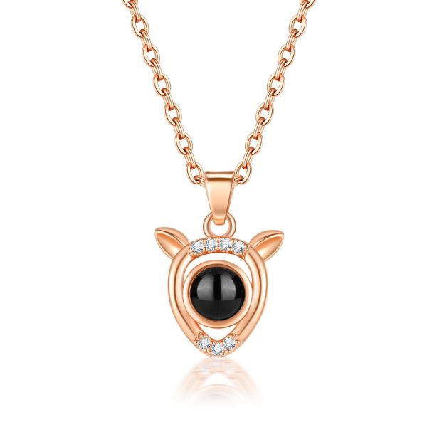Custom Hidden Photo Projection Mini Fawn Diamond Necklace - Image 3