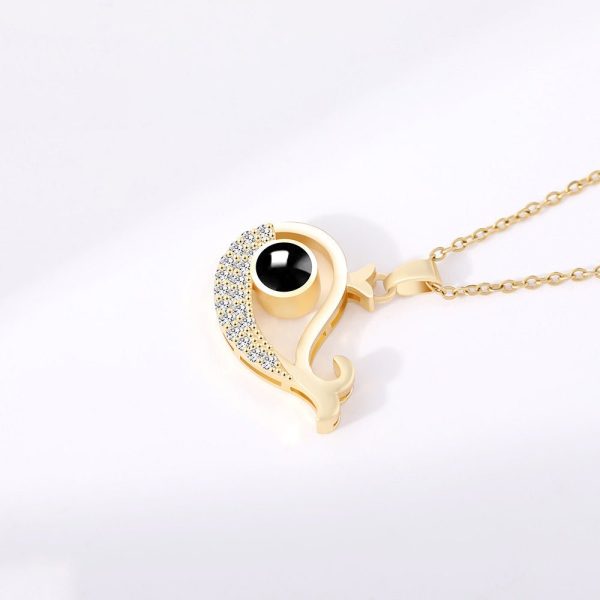 Custom Hidden Photo Projection Mini Whale Necklace - Image 3