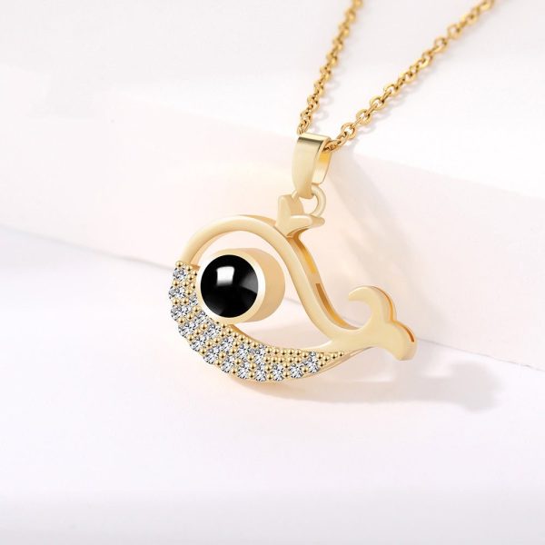 Custom Hidden Photo Projection Mini Whale Necklace - Image 5