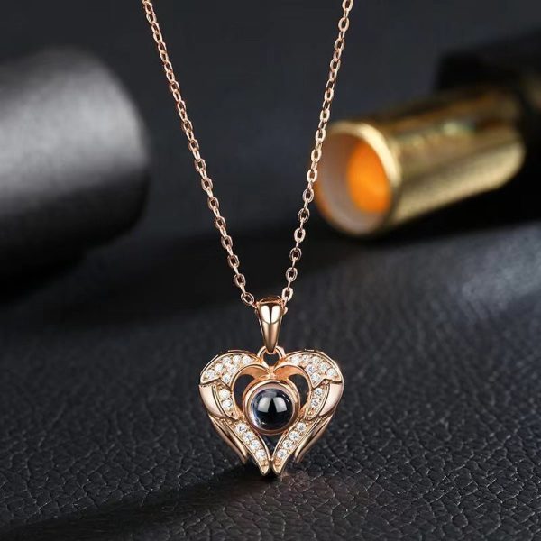 Custom Hidden Photo Projection Royal Heart Necklace - Image 2