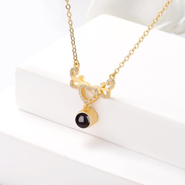 Custom Hidden Photo Projection Winged Heart Necklace - Image 4