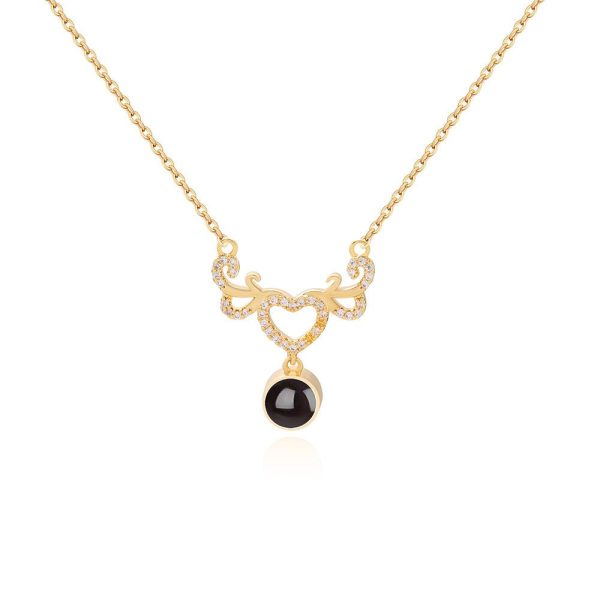 Custom Hidden Photo Projection Winged Heart Necklace - Image 3