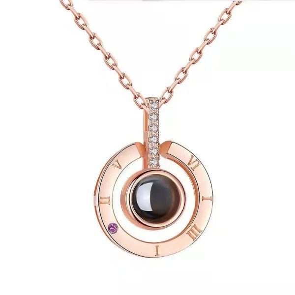 Custom Minimalist Roman Numerals Hidden Photo Necklace - Image 2