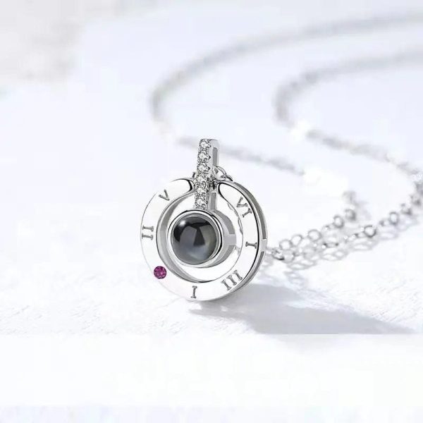 Custom Minimalist Roman Numerals Hidden Photo Necklace - Image 4